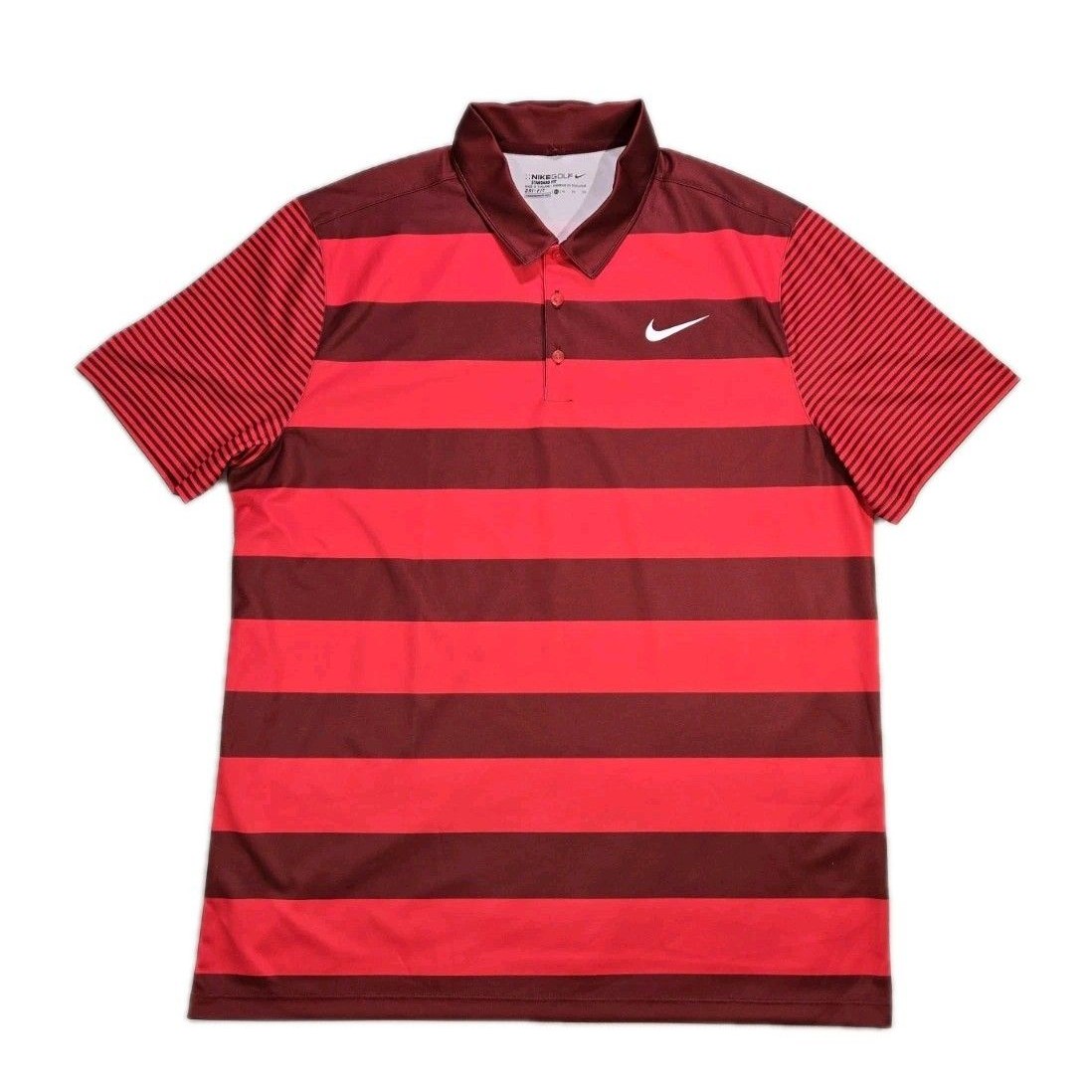 Mens Nike Golf Drifit Striped Short Sleeve Polo Shirt Xl Red